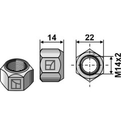 Nakrętka metalowa zaciskowa M14x2 - DIN980 10.9 INDUSTRIEHOF M1498010