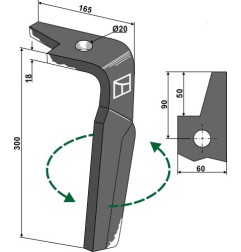 Ząb brony aktywnej lewy Industriehof RH-AMA-08L