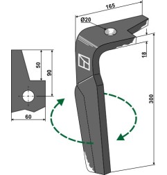 Ząb brony aktywnej prawy Industriehof RH-AMA-08R