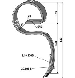 Ząb sprężynowy kultywatora z redlicą Industriehof 1.1136