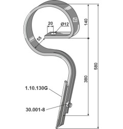 Ząb kultywatora prosty z redlicą Industriehof 1.1506