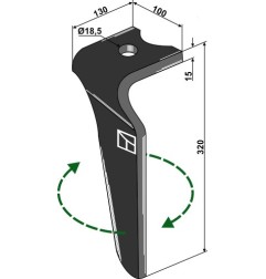 Ząb brony aktywnej prawy Industriehof RH-KVE-15R